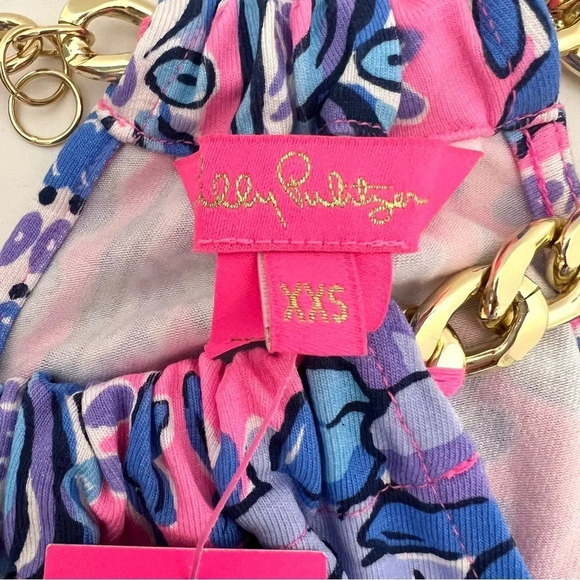 Lilly Pulitzer Bingham Halter Midi Dress soleil Pink Palm Tropical Resort XXS - Picture 10 of 12